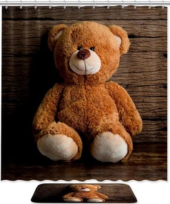 Waterproof Shower Curtain for Bathroom with Bear on Floor Design