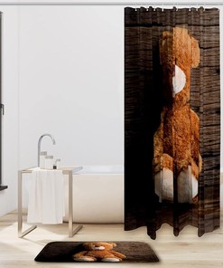 Waterproof Shower Curtain for Bathroom with Bear on Floor Design