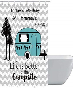 Waterproof Small Shower Curtain for RV Camper Bathroom Decor