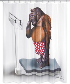Weight Watcher Monkey Shower Curtain - Multicolor 