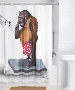 Weight Watcher Monkey Shower Curtain - Multicolor