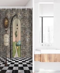 Welcome to Wonderland Mushroom Printed Stall Shower Curtain, Multicolor Bathroom Decor