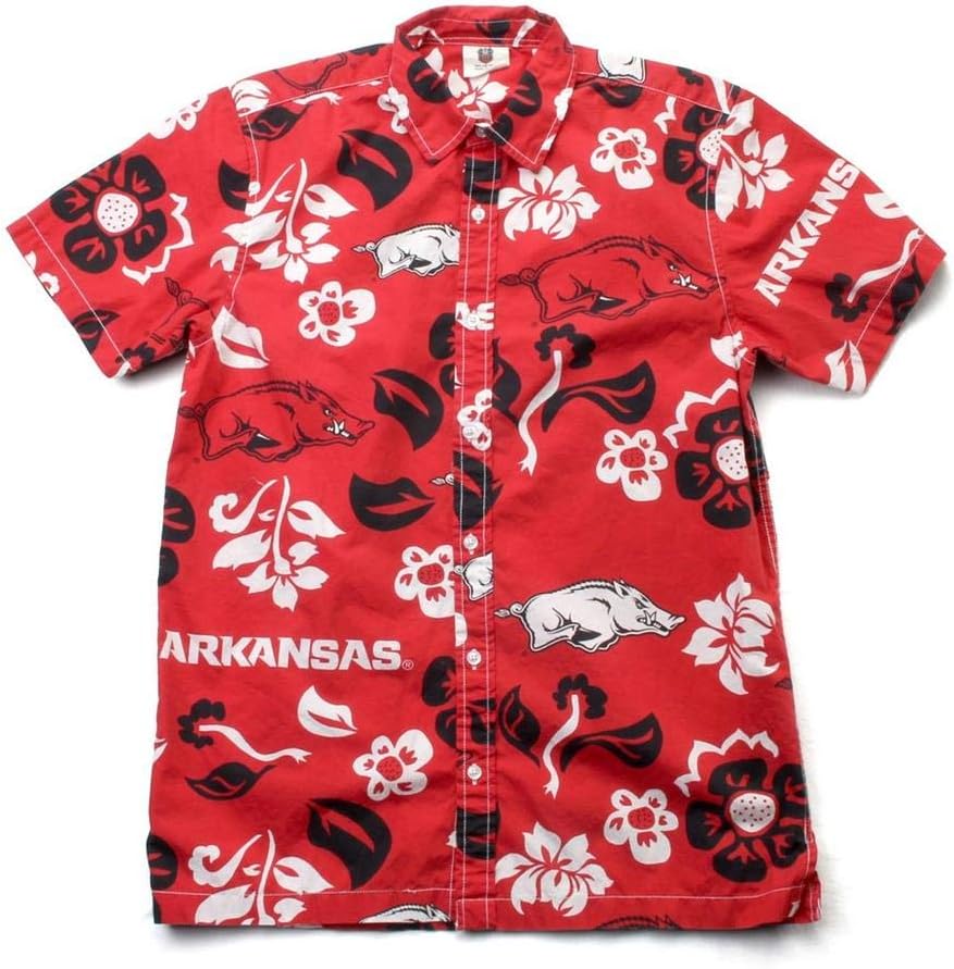 Wes And Willy Arkansas Razorback Floral Shirt Button Up Beach Shirt
