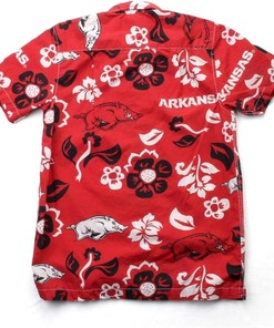 Wes And Willy Arkansas Razorback Floral Shirt Button Up Beach Shirt