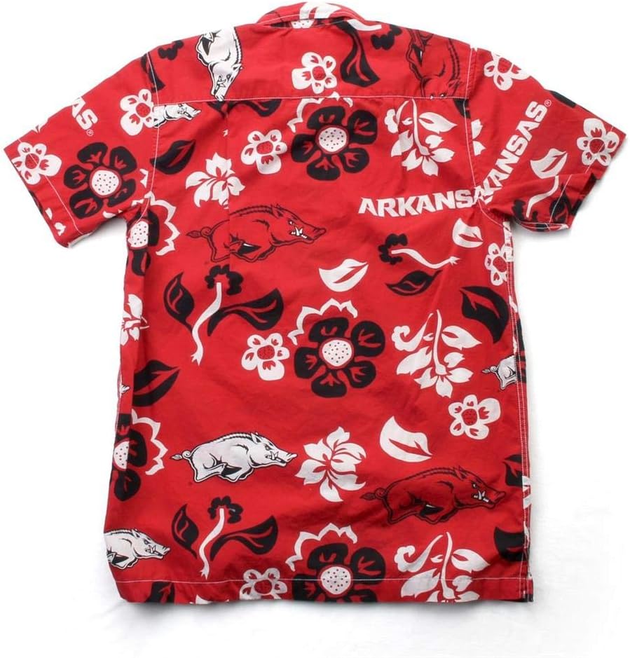 Wes And Willy Arkansas Razorback Floral Shirt Button Up Beach Shirt