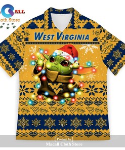 West Virginia Mountaineers Baby Yoda Star Wars Sports Football American Ugly Christmas 3D Hawaiian Shirt