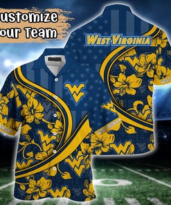 West Virginia Mountaineers NCAA US Flag Flower Hawaii Shirt For Fans