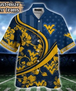 West Virginia Mountaineers NCAA US Flag Flower Hawaii Shirt For Fans