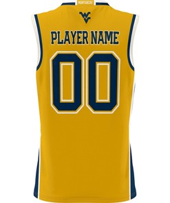 West Virginia Mountaineers NIL Men Basketball Custom Jersey - Gold