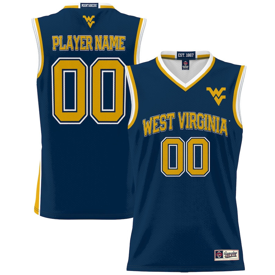 West Virginia Mountaineers NIL Men Basketball Custom Jersey - Navy