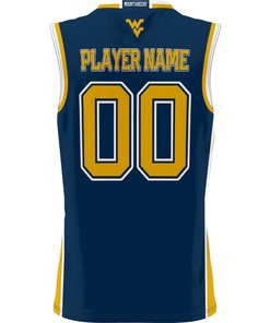 West Virginia Mountaineers NIL Men Basketball Custom Jersey - Navy