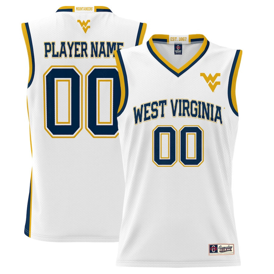 West Virginia Mountaineers NIL Men Basketball Custom Jersey - White