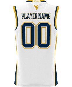 West Virginia Mountaineers NIL Men Basketball Custom Jersey - White