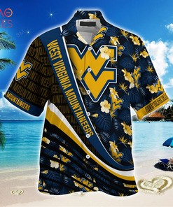 West Virginia Mountaineers Summer Hawaiian Shirt, With Tropical Flower Pattern for Fans