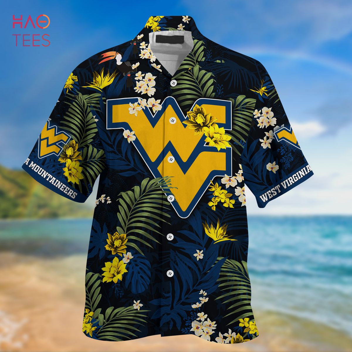 West Virginia Mountaineers Summer Hawaiian Shirts, With Tropical Patterns for Fans