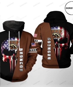 Western Michigan Broncos NCAA US Flag Skull 3D Hoodie
