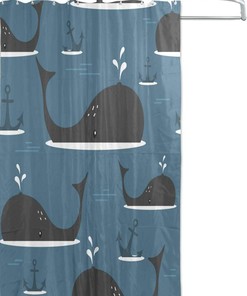 Whale Anchor Ocean Waterproof Shower Curtain for Bathroom Decor