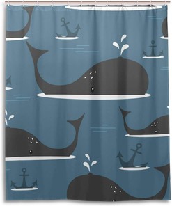 Whale Anchor Waterproof Bathroom Shower Curtain Home Decor