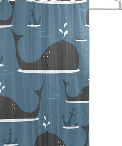 Whale Anchor Waterproof Bathroom Shower Curtain Home Decor