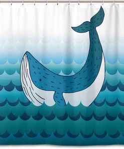 Whale Cartoon Waterproof Bathroom Shower Curtain Home Decor
