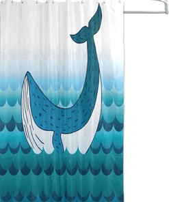 Whale Cartoon Waterproof Bathroom Shower Curtain Home Decor