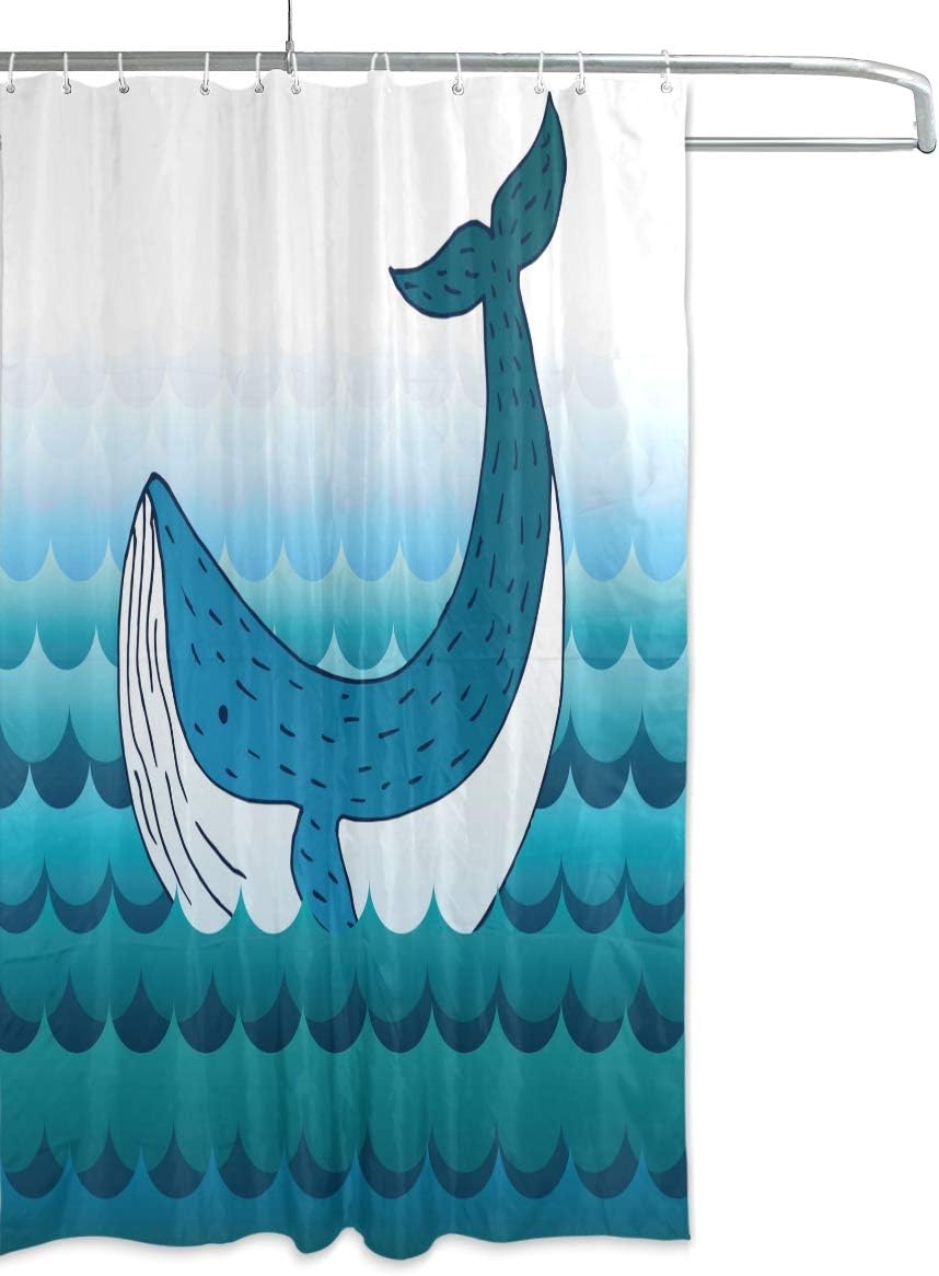 Whale Cartoon Waterproof Bathroom Shower Curtain Home Decor