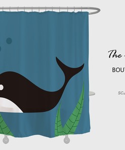 Whale Shower Curtain - Modern Art Bathroom Decor