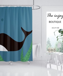 Whale Shower Curtain - Modern Art Bathroom Decor