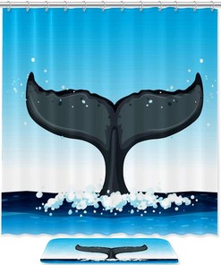 Whale Tail Waterproof Fabric Shower Curtain for Bathroom - Bathroom Accessories