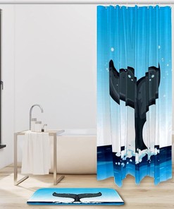 Whale Tail Waterproof Fabric Shower Curtain for Bathroom - Bathroom Accessories