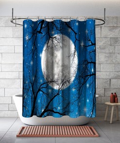 Whimsical Animal Art on Aurora Stars Curtain - Fun Shower Curtain - Perfect for Your Bathroom