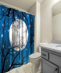 Whimsical Animal Art on Aurora Stars Curtain - Fun Shower Curtain - Perfect for Your Bathroom
