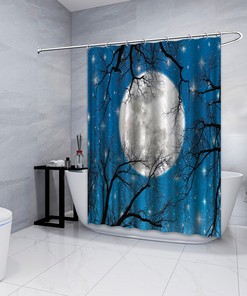 Whimsical Animal Art on Aurora Stars Curtain - Fun Shower Curtain - Perfect for Your Bathroom