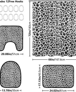 White Black Leopard Spot Shower Curtain Set for Bathroom Home Decor