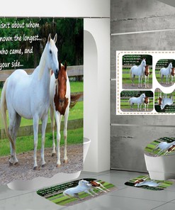 White Horse Animal Waterproof Shower Curtain for Bathroom Decor