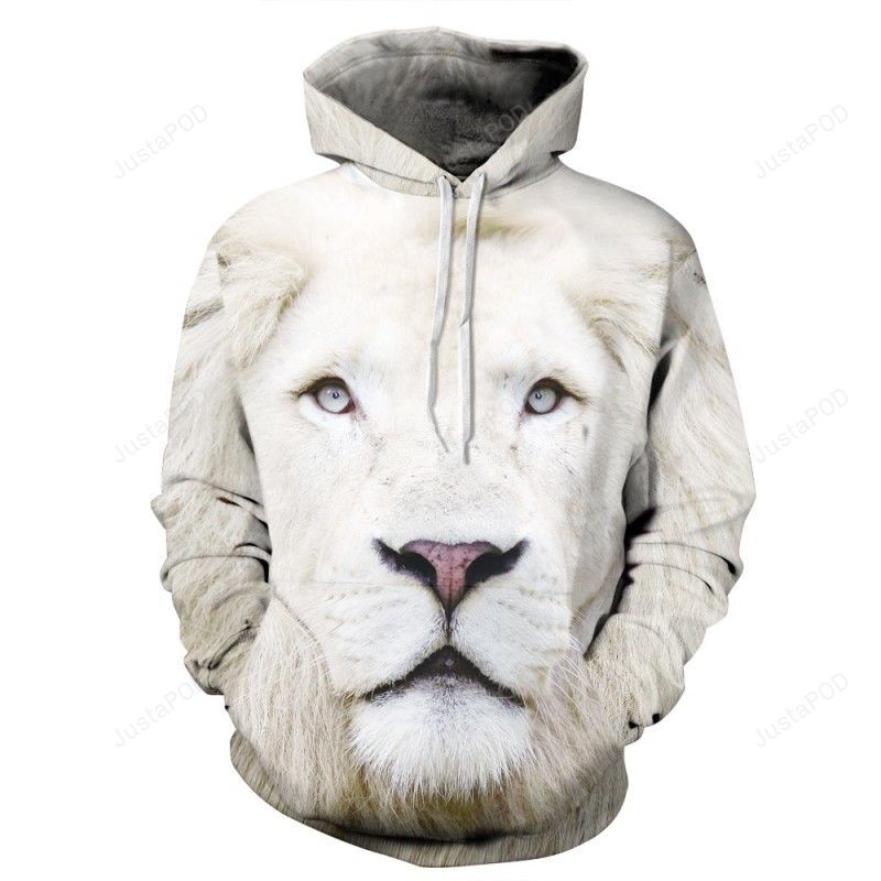 White Lion 3D Hoodie Zip Hoodie