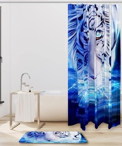 White Tiger Art Waterproof Shower Curtain for Your Bathroom Curtain
