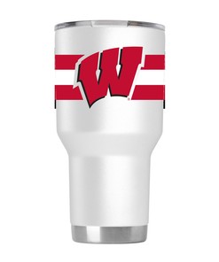 White Wisconsin Tumbler with Stripes - Classic and Elegant