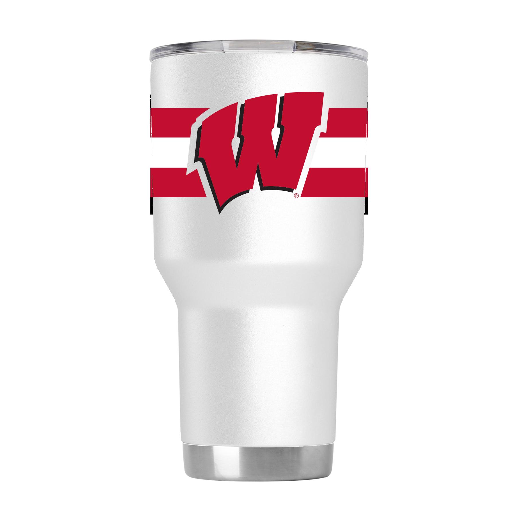 White Wisconsin Tumbler with Stripes - Classic and Elegant