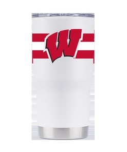 White Wisconsin Tumbler with Stripes - Classic and Elegant