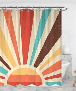 White and Grey Geometric Pattern Shower Curtain - Abstract Design Bathroom Decor without Size 