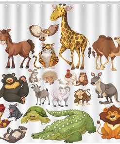 Wild Animal Cartoon Shower Curtain for Your Kid's Bathroom Decor