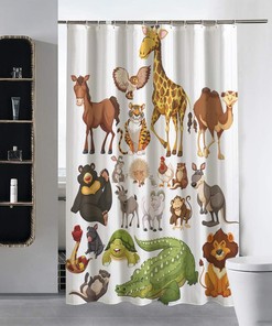 Wild Animal Cartoon Shower Curtain for Your Kid's Bathroom Decor