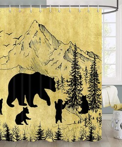 Wild Animals Black Bear Rustic Lodge Shower Curtain for Bathroom Decor