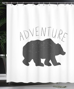 Wild Bear Zoo Animal Shower Curtain - Adventure Bathroom Decor 