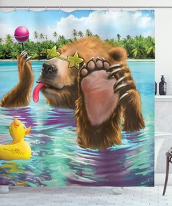 Wild Bear in the Sea Shower Curtain for Bathroom Decor - Animal Print