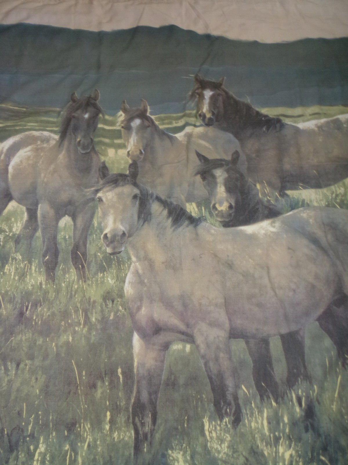 Wild Horses Mountains Shower Curtain for Rustic Bathroom Decor