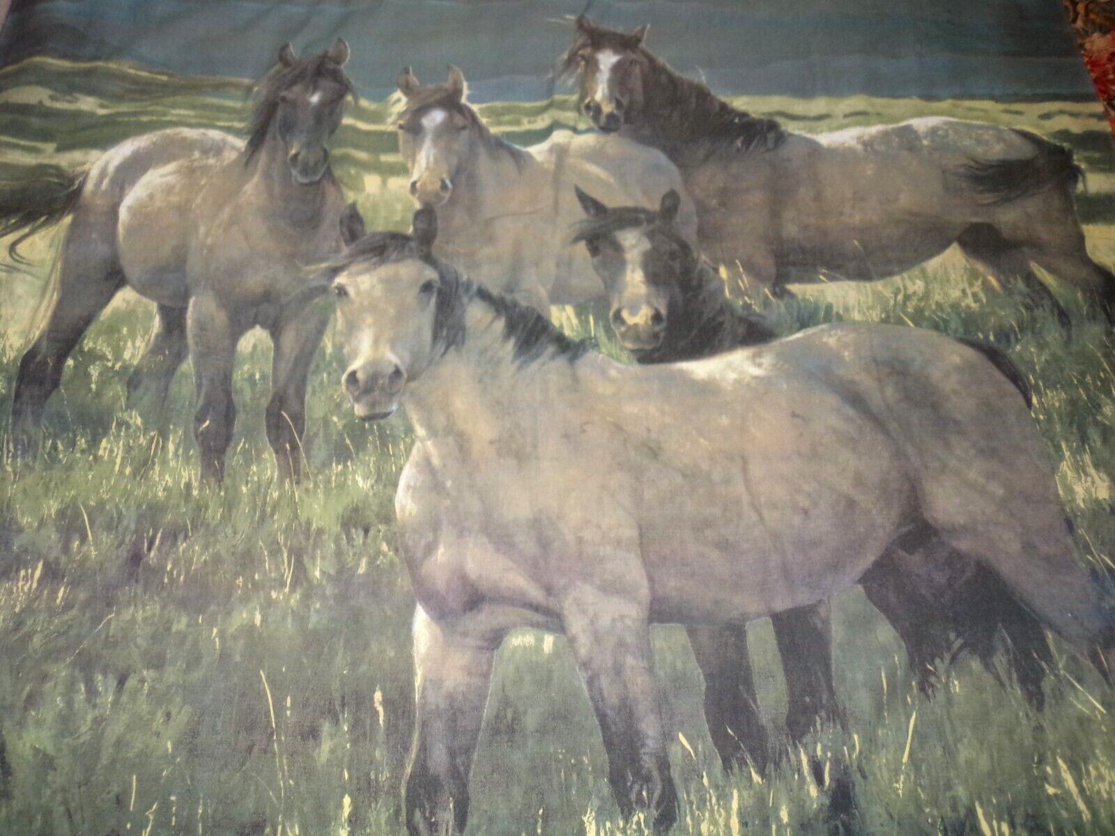 Wild Horses Mountains Shower Curtain for Rustic Bathroom Decor