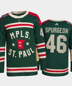 Wild Jared Spurgeon 2022 Winter Classic Green Jersey, Men Jersey