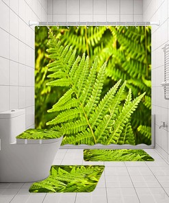 Wild and Free - 3D Green Palm Leaves Jungle Shower Curtain for Bathroom Decor